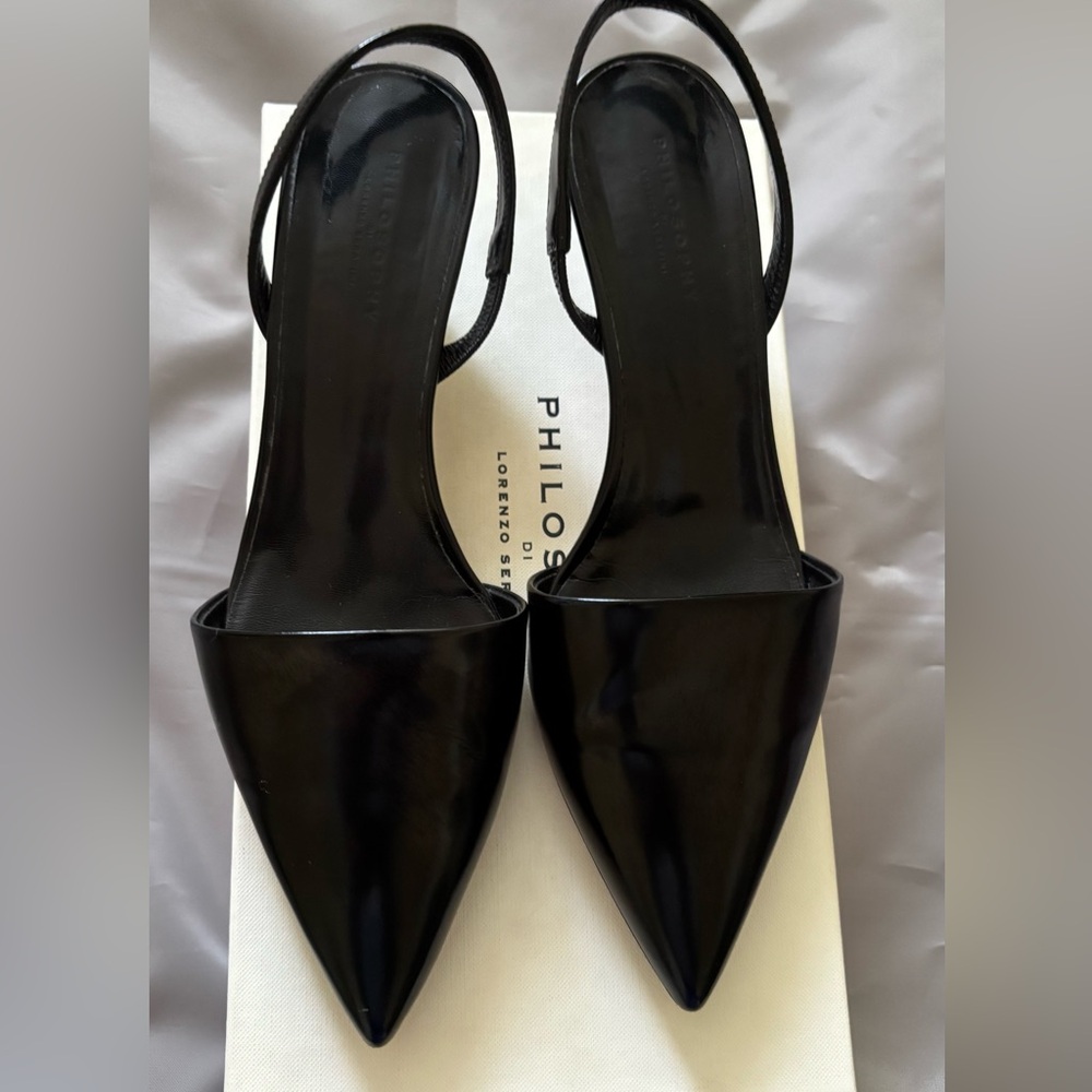 Philosophy Black Slingback Heels Timeless Elegance